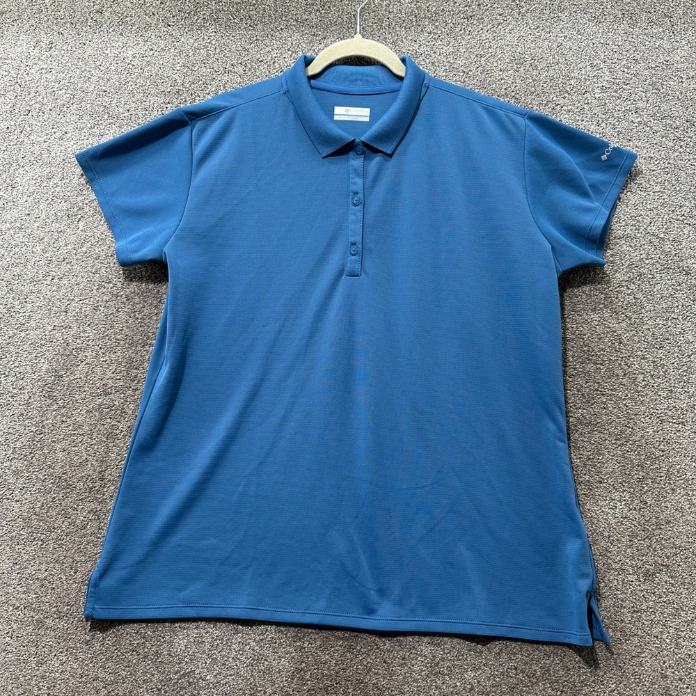 Columbia PFG Innisfree Performance Polo Shirt Women 1X Blue Activewear UPF 50